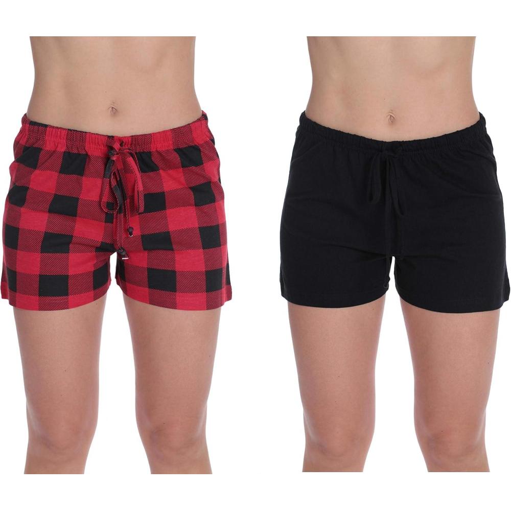 imageJust Love Womans ShortsRed Buffalo Plaid Black Pack of 2