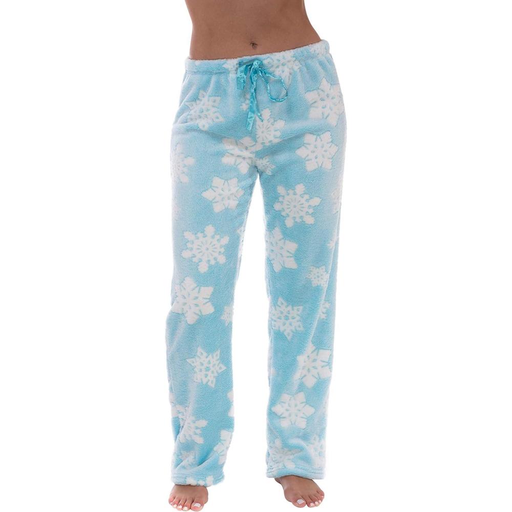 imageJust Love Womens Plush Pajama PantsEmbossed Snowflake Blue