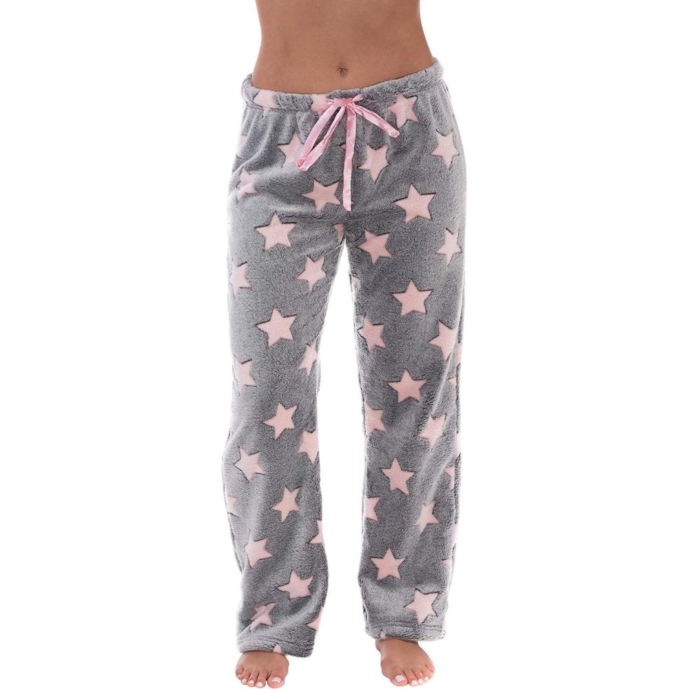 imageJust Love Womens  Plush Pajama PantsEmbossed Star  Grey