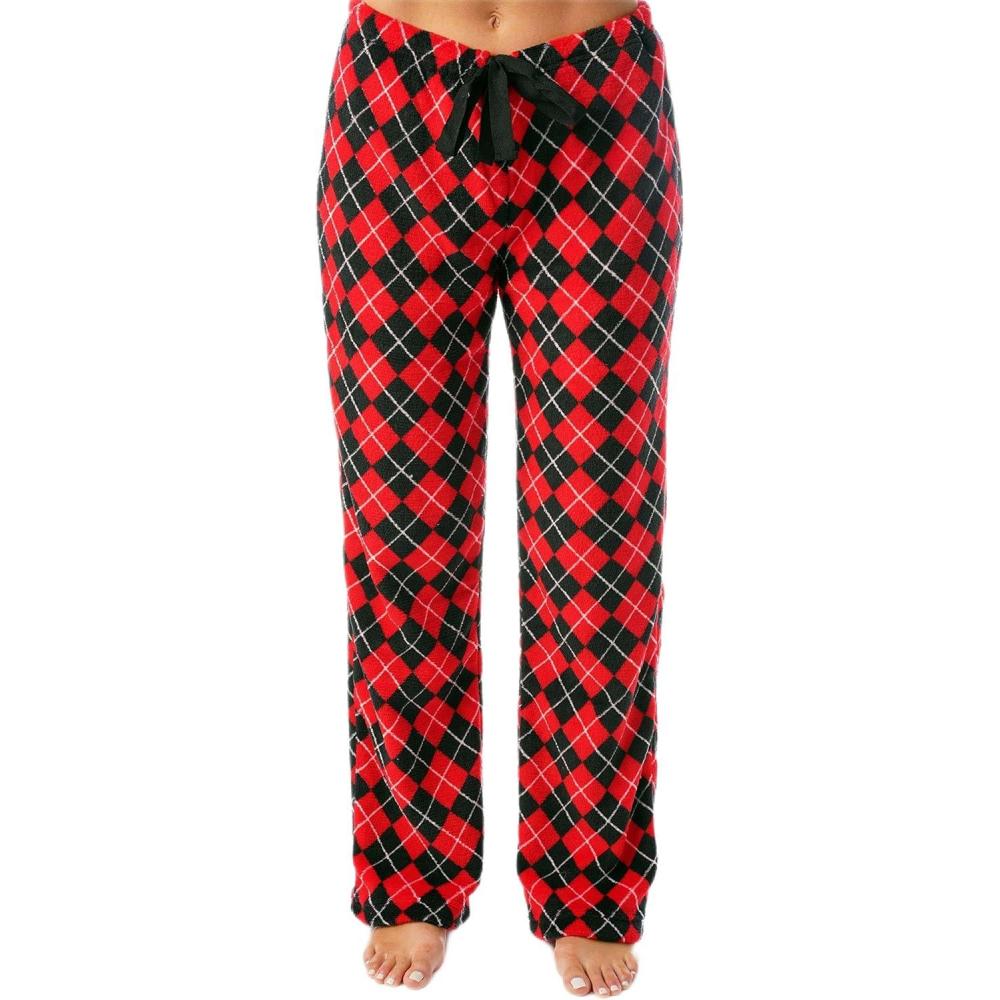 imageJust Love Womens Plush Pajama PantsRed Argyle