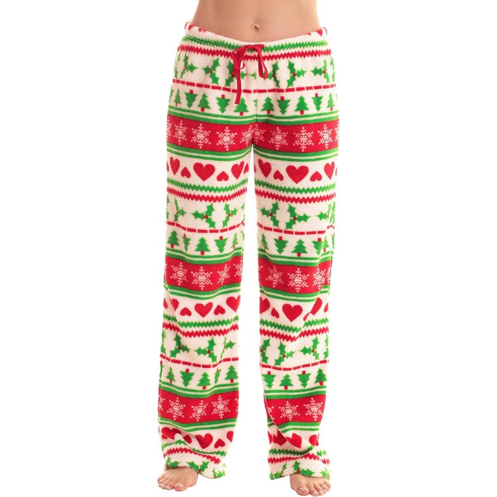 imageJust Love Womens Plush Pajama PantsWhite Mistletoe Fairisle