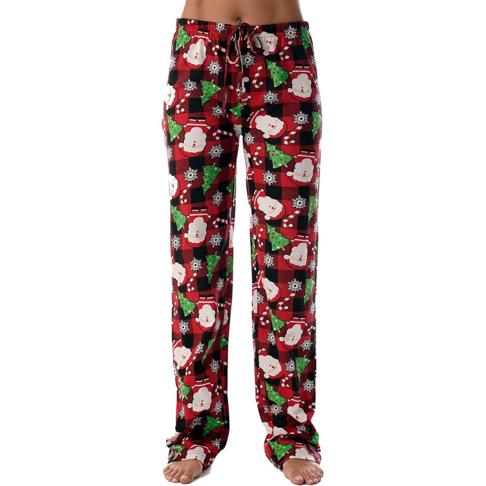 imageJust Love Womens Pajama PantsBlack Red Buffalo Plaid Christmas