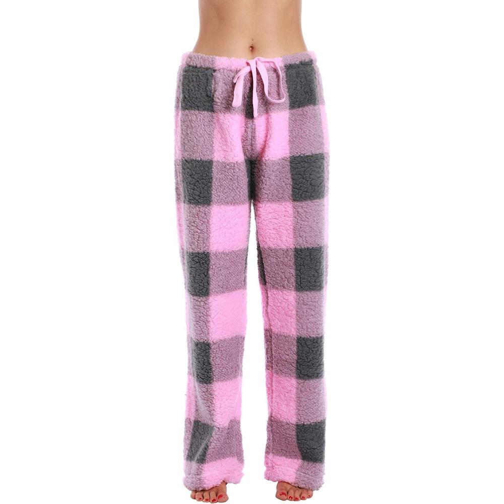 imageJust Love Womens Plush Pajama PantsBig Plaid  Pink