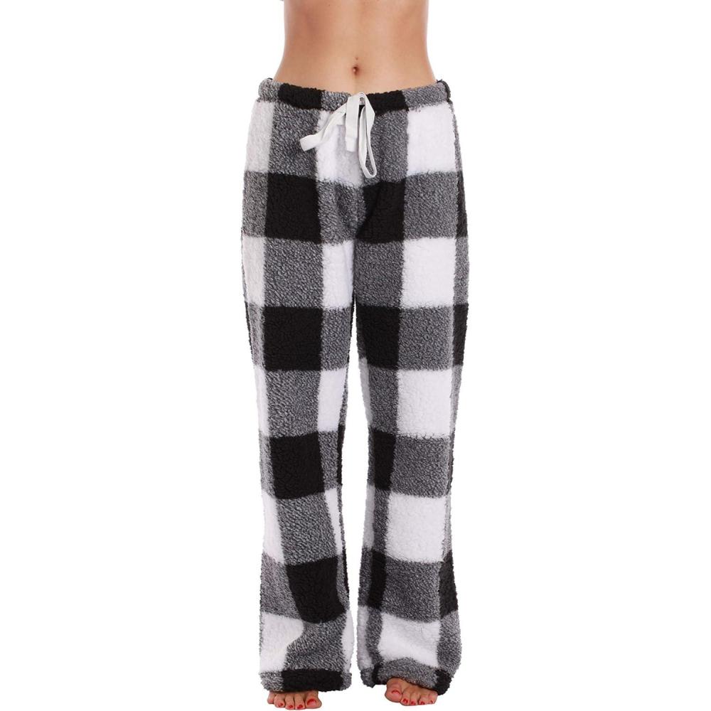 imageJust Love Womens Plush Pajama PantsBig Plaid White