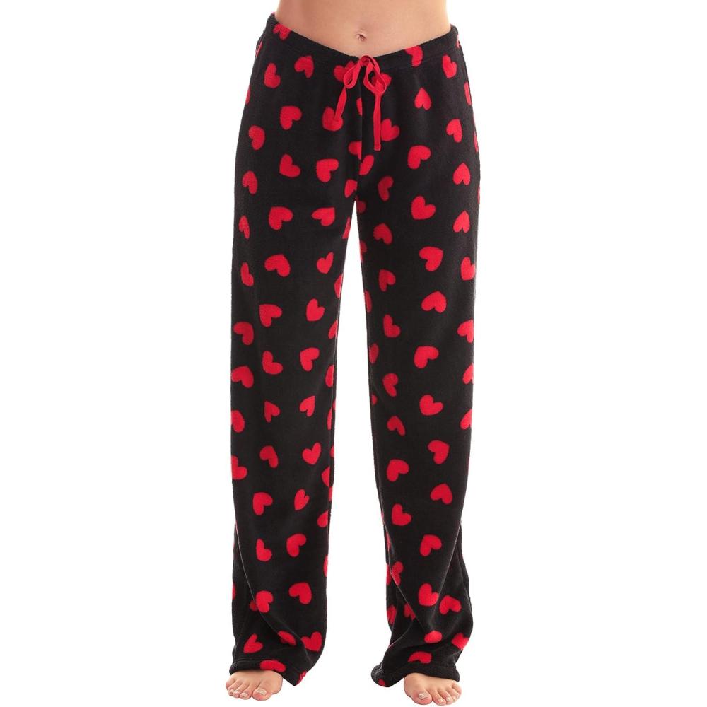 imageJust Love Womens Plush Pajama PantsHeart Red Black