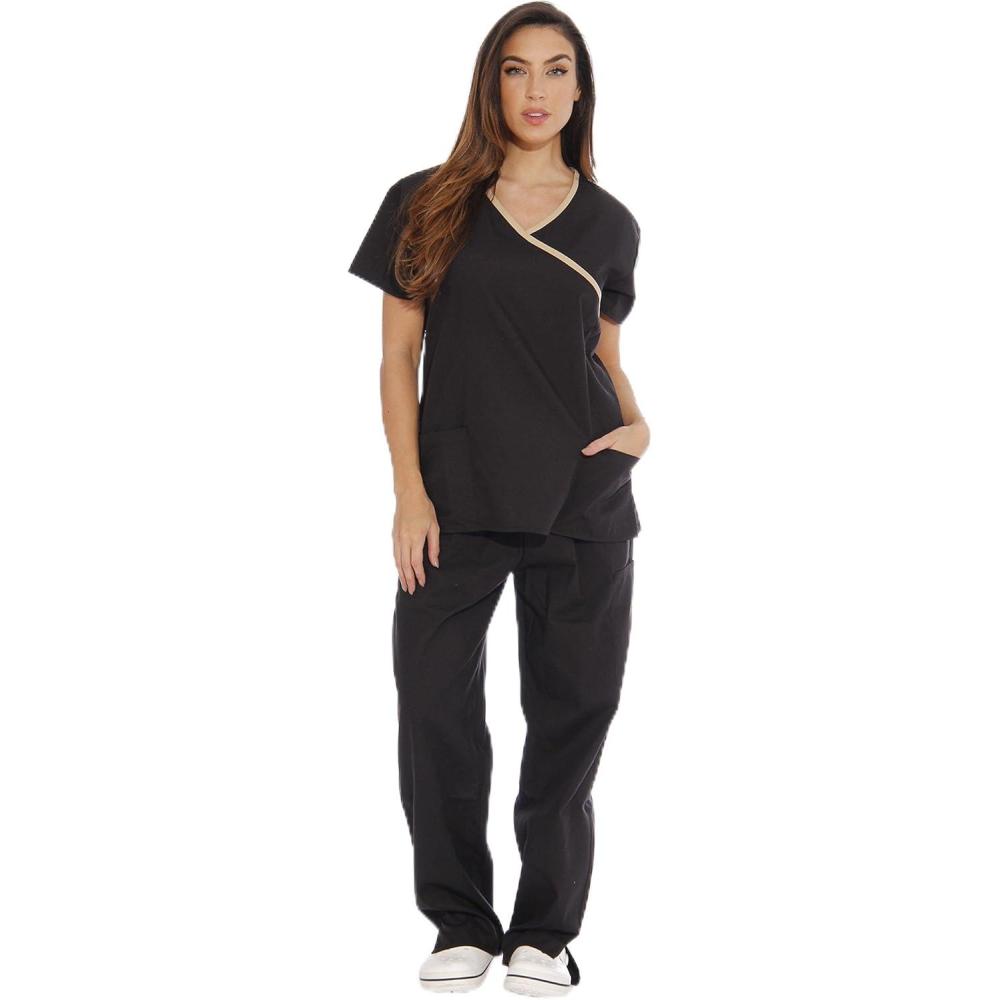 imageJust Love Womens Scrub SetsBlack With Sand Trim