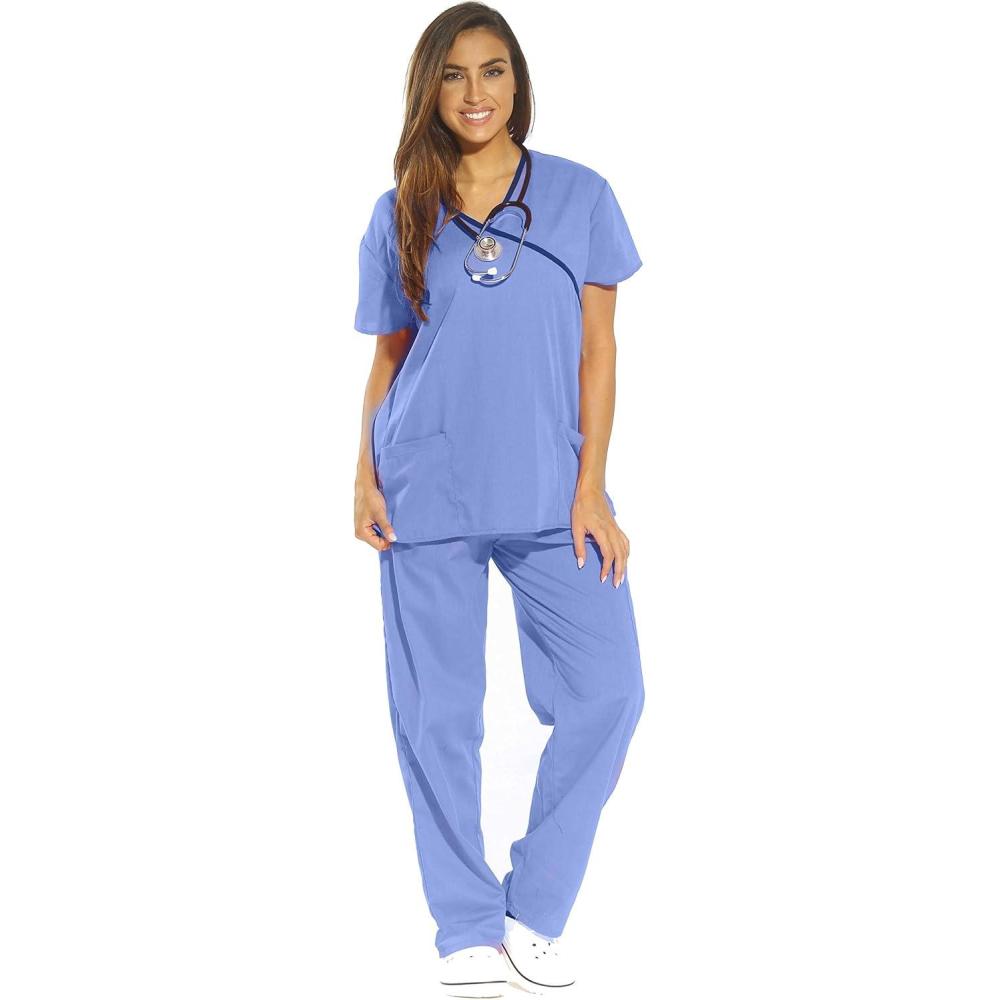 imageJust Love Womens Scrub SetsCeil With Navy Trim