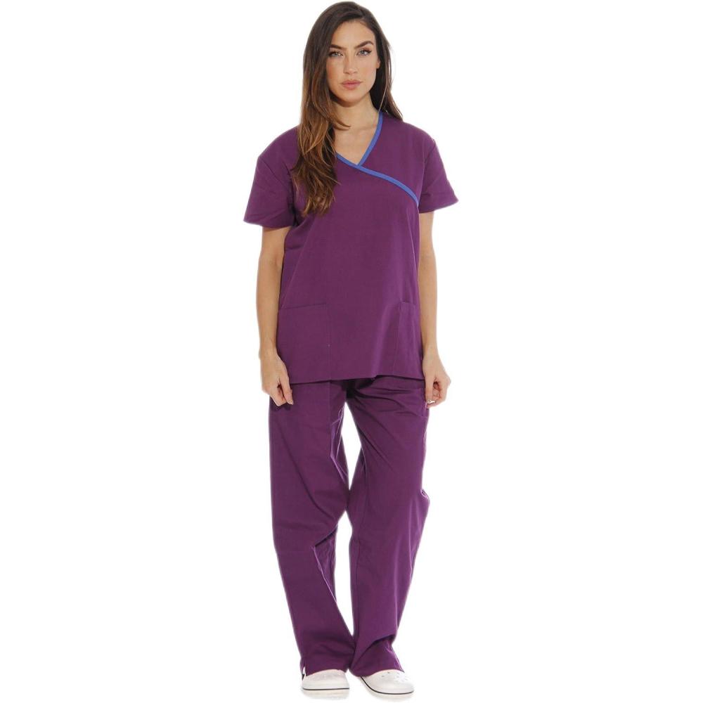 imageJust Love Womens Scrub SetsEggplant With Royal Blue Trim