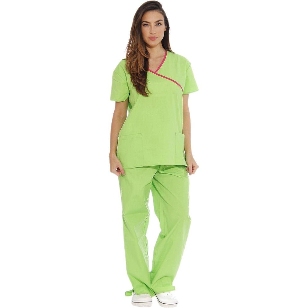 imageJust Love Womens Scrub SetsGreen Apple With Fuchsia Trim