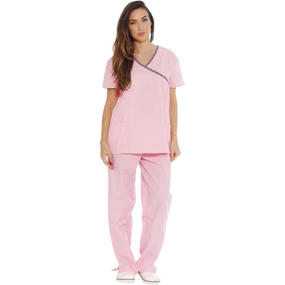 imageJust Love Womens Scrub SetsLight Pink With Steel Grey Trim