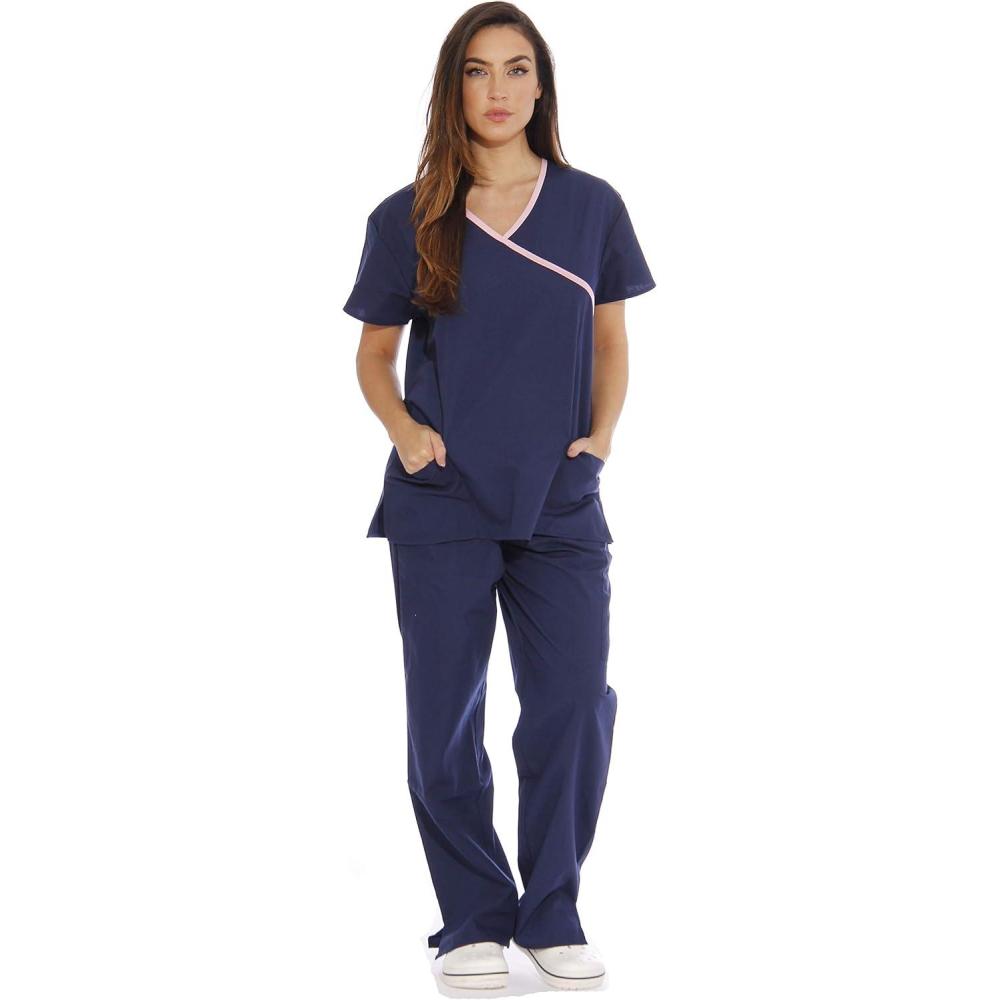 imageJust Love Womens Scrub SetsNavy With Light Pink Trim
