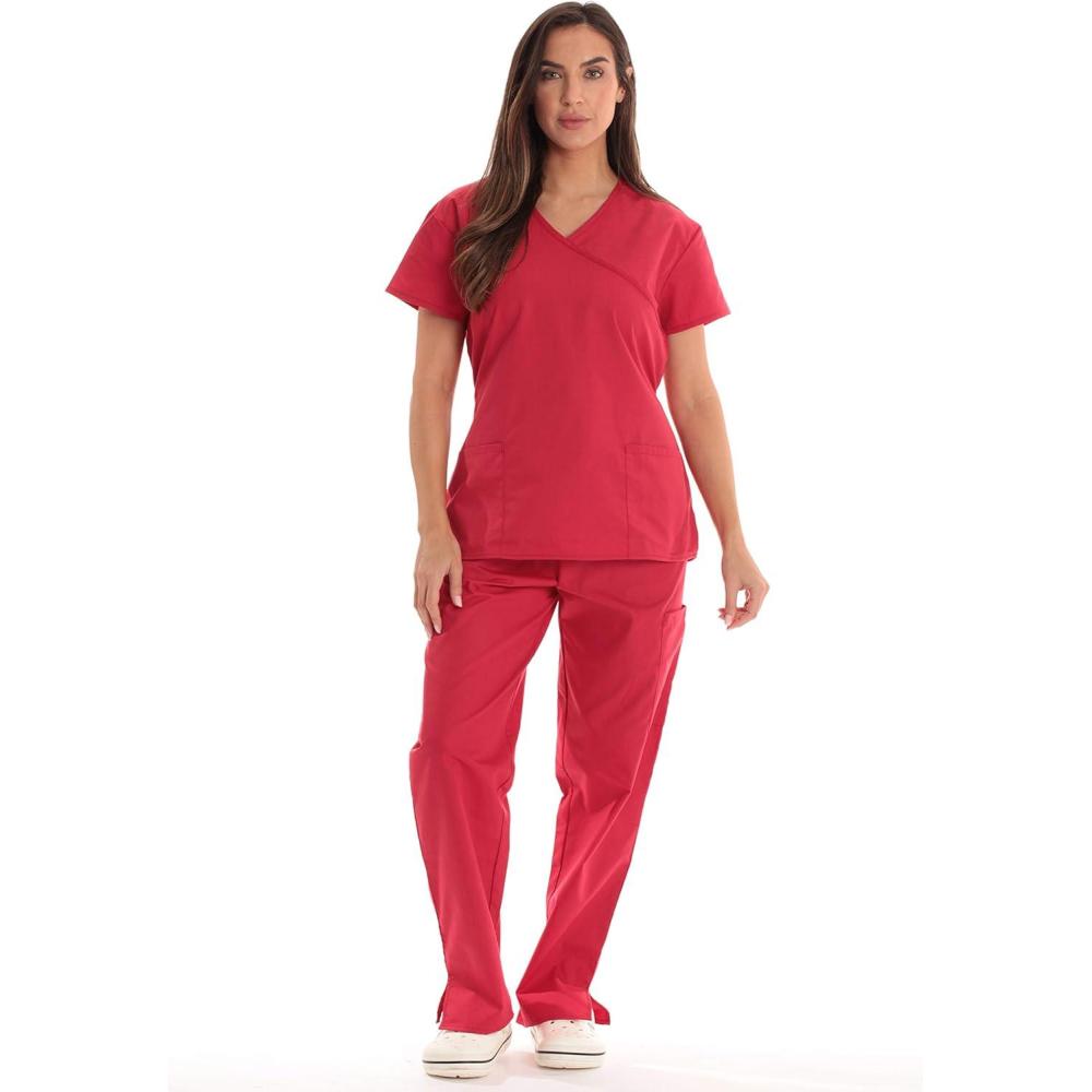 imageJust Love Womens Scrub SetsRed With Red Trim