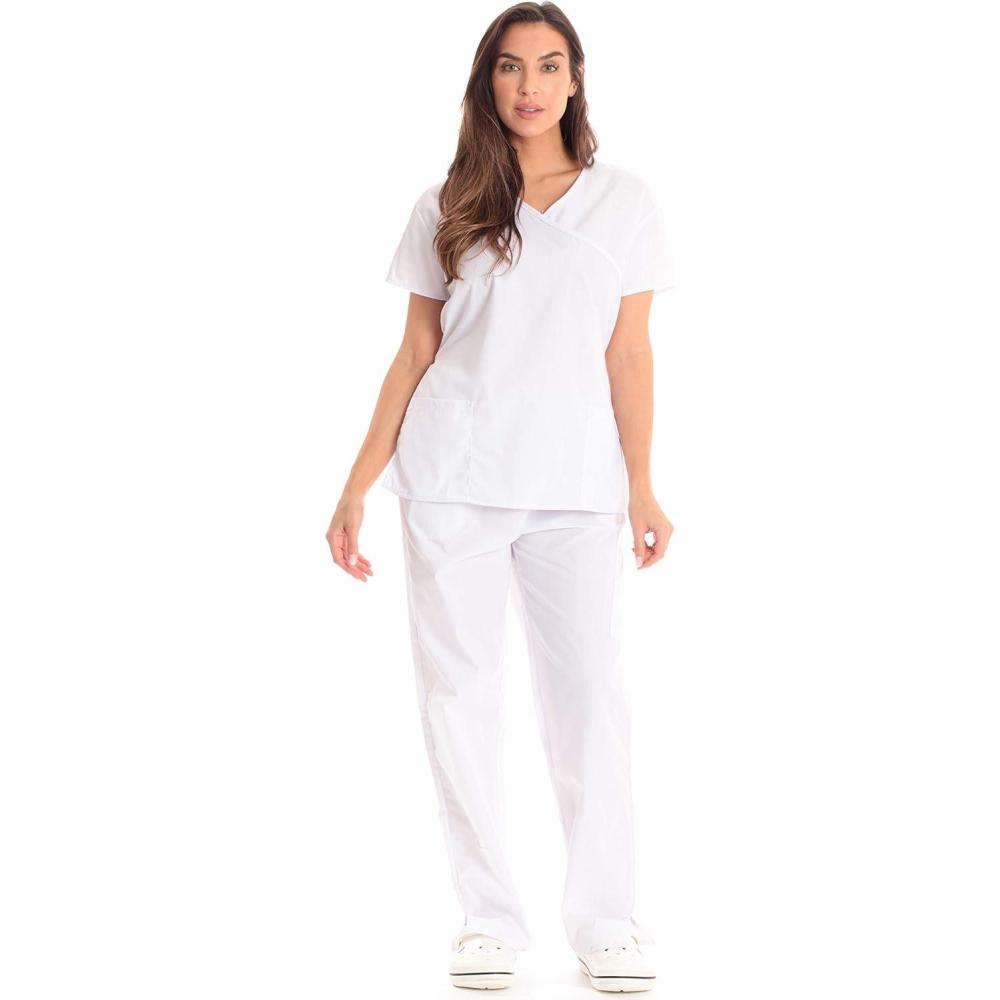 imageJust Love Womens Scrub SetsWhite With White Trim