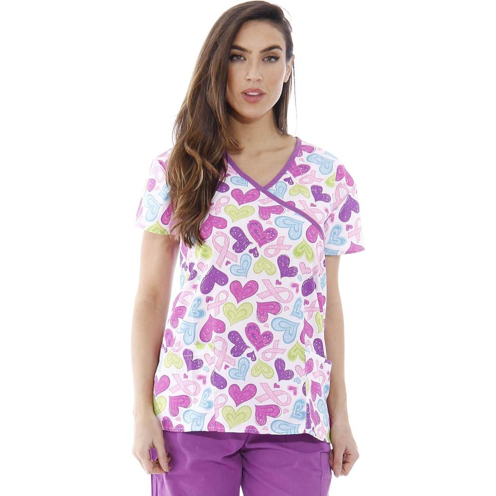 imageJust Love Womens Scrub Tops Nursing ScrubsHearts and Ribbons 2