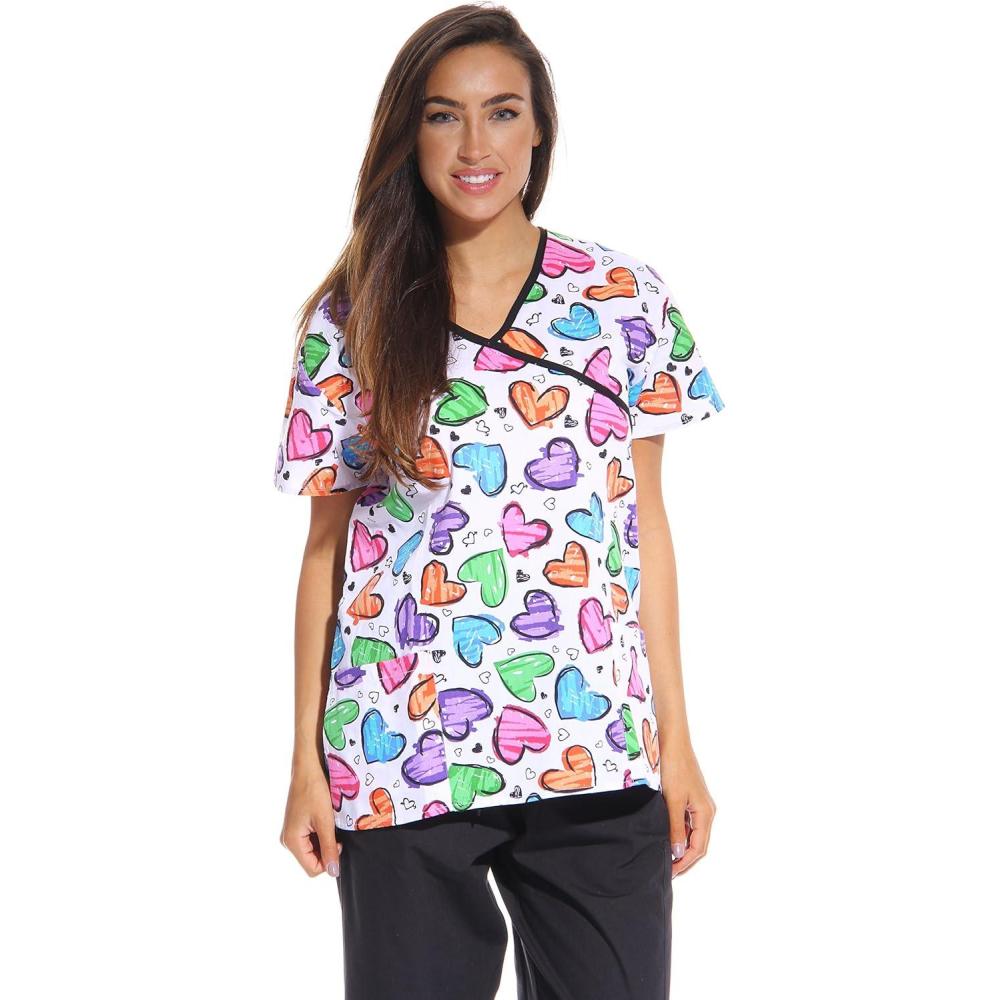 imageJust Love Womens Scrub Tops Nursing ScrubsWhite Heart