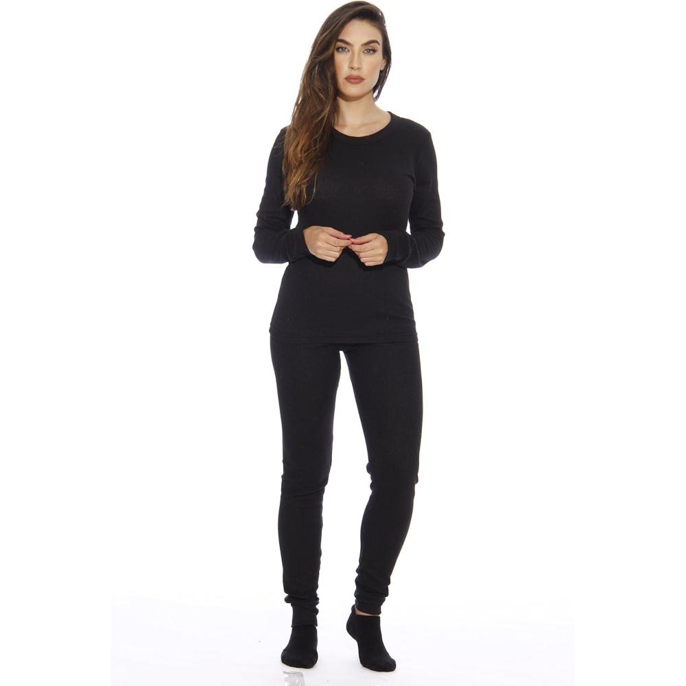 imageJust Love Womens Thermal Underwear Pajamas SetBlack