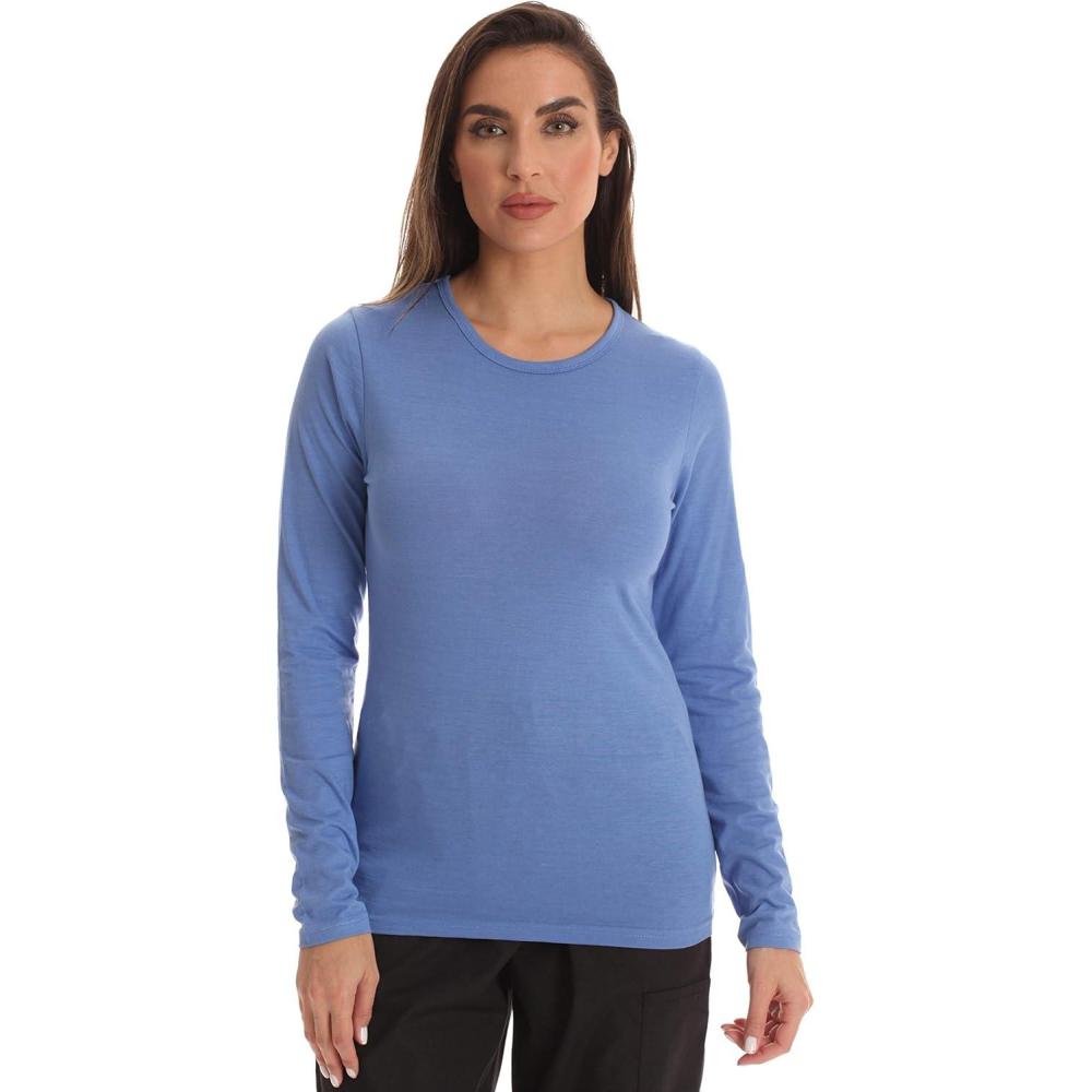 imageJust Love Womens Underscrub Long Sleeve TShirt Plain Undershirt TeeCeil