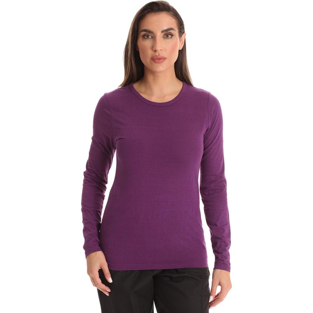 imageJust Love Womens Underscrub Long Sleeve TShirt Plain Undershirt TeeEggplant