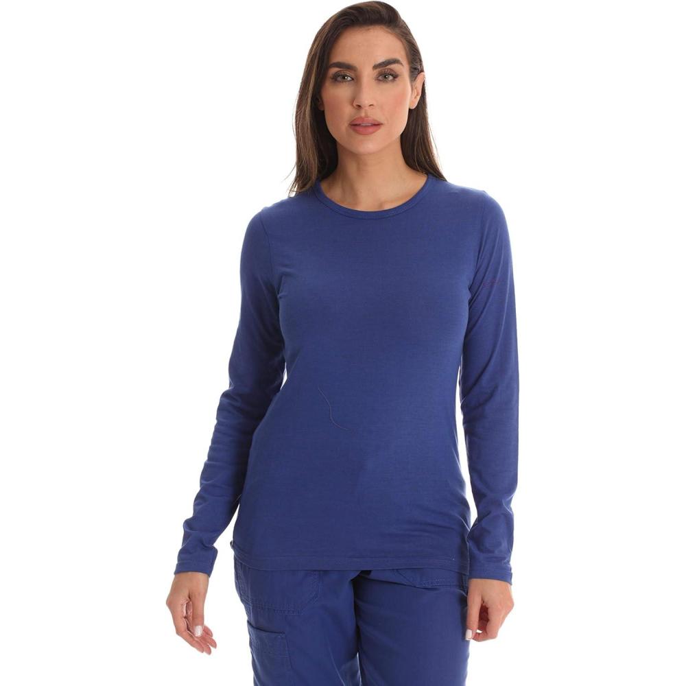 imageJust Love Womens Underscrub Long Sleeve TShirt Plain Undershirt TeeGalaxy Blue
