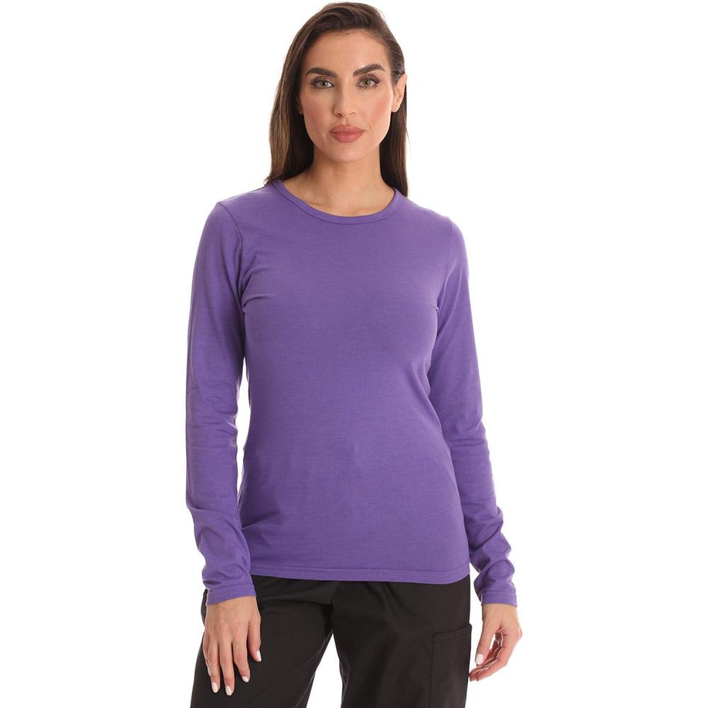 imageJust Love Womens Underscrub Long Sleeve TShirt Plain Undershirt TeePurple