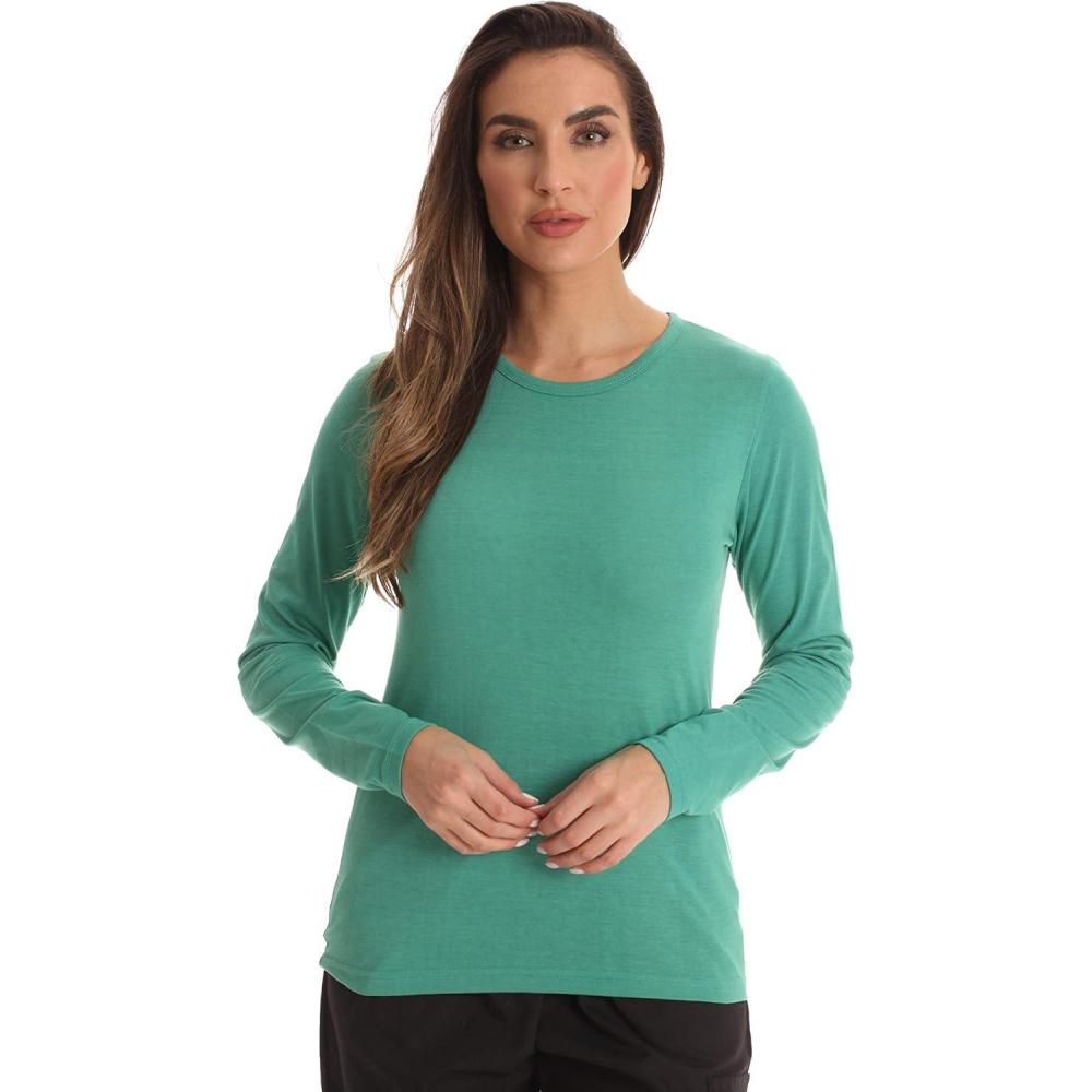 imageJust Love Womens Underscrub Long Sleeve TShirt Plain Undershirt TeeSurgical Green