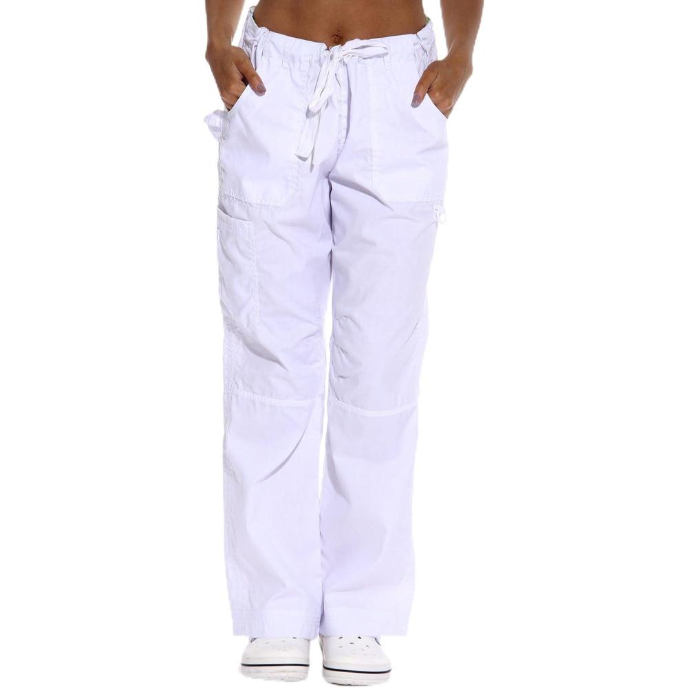 imageJust Love Womens Utility Solid Scrub PantsWhite Utility Pant With Chevron Print Inset