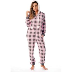 Just Love Adult Onesie Pajamas(Pink Buffalo Plaid)