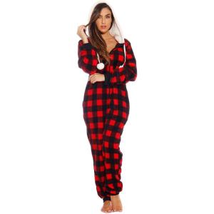Just Love Adult Onesie Pajamas(Red Buffalo Plaid)