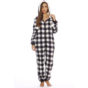 Just Love Adult Onesie Pajamas(White Buffalo Plaid)
