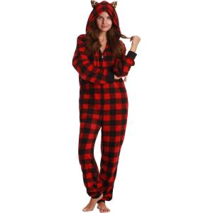 Just Love Adult Onesie with Animal Prints Pajamas(Buffalo Plaid)