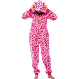 Just Love Adult Onesie with Animal Prints Pajamas(Pink Leopard)