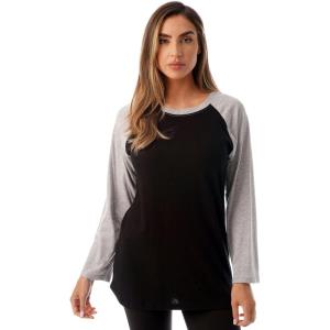 Just Love Colorblock Womens Baseball Tee Shirt with ¾ Sleeves(Black Grey)