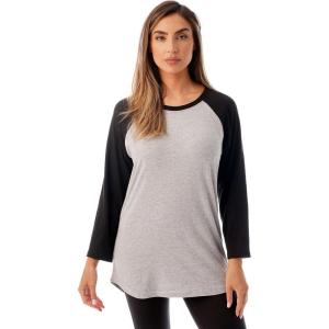 Just Love Colorblock Womens Baseball Tee Shirt with ¾ Sleeves(Grey Black)