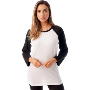 Just Love Colorblock Womens Baseball Tee Shirt with ¾ Sleeves(White Black)