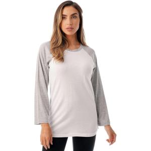 Just Love Colorblock Womens Baseball Tee Shirt with ¾ Sleeves(White Grey)
