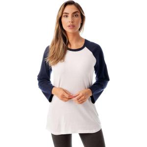 Just Love Colorblock Womens Baseball Tee Shirt with ¾ Sleeves(White Navy)