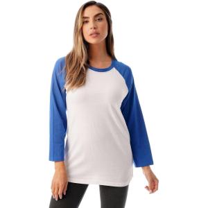 Just Love Colorblock Womens Baseball Tee Shirt with ¾ Sleeves(White Royal)