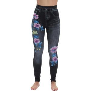 Just Love Denim Wash Leggings for Women(Black Floral)