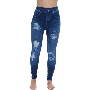Just Love Denim Wash Leggings for Women(Blue Distressed)