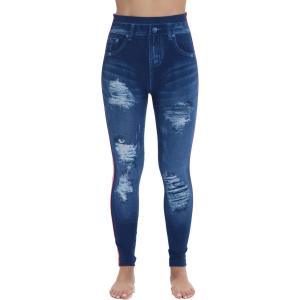 Just Love Denim Wash Leggings for Women(Blue Striped)