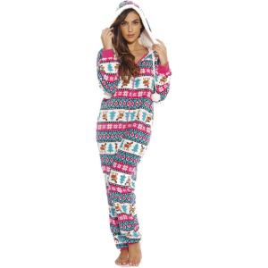Just Love Ladies Embossed Plush Adult Onesie(Moose Love (Plush) New)