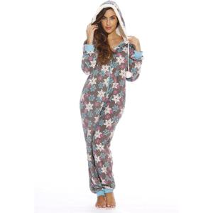 Just Love Ladies Embossed Plush Adult Onesie(Winter Flakes (Plush))