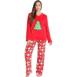 Just Love Plush Pajama Sets for Women(Red – Tossed Holiday)
