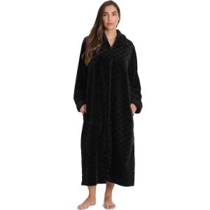 Just Love Plush Zipper Lounger Robe for Women(Black)