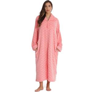 Just Love Plush Zipper Lounger Robe for Women(Coral)