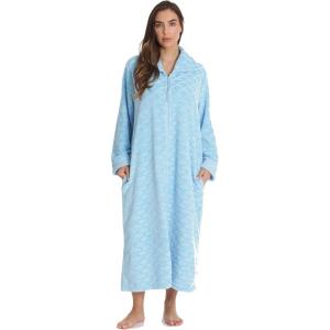 Just Love Plush Zipper Lounger Robe for Women(Light Blue)