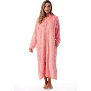 Just Love Plush Zipper Lounger Solid Robe(Coral)
