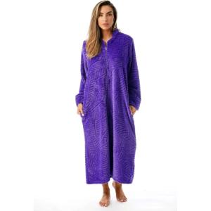 Just Love Plush Zipper Lounger Solid Robe(Purple)