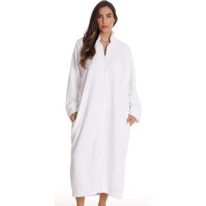Just Love Plush Zipper Lounger Solid Robe(White)