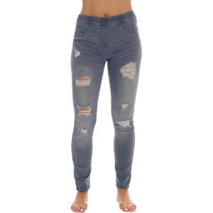 Just Love Ripped Denim Jeggings for Women Jeans Leggings(Light Ripped Denim)